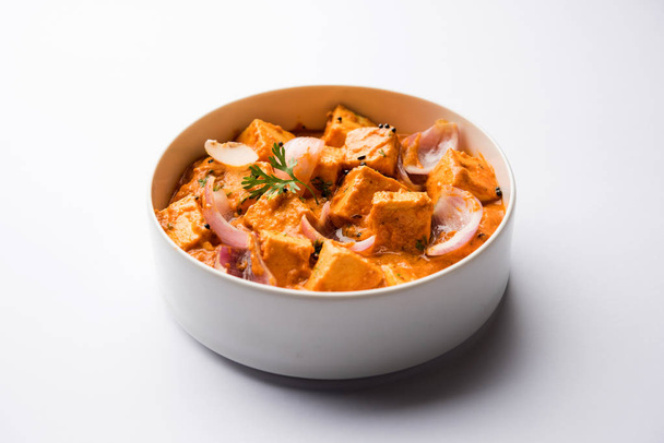 Paneer Do Pyaza  is a popular punjabi vegetarian recipe using cubes of cottage cheese  with lots of onion in a gravy - Photo, Image