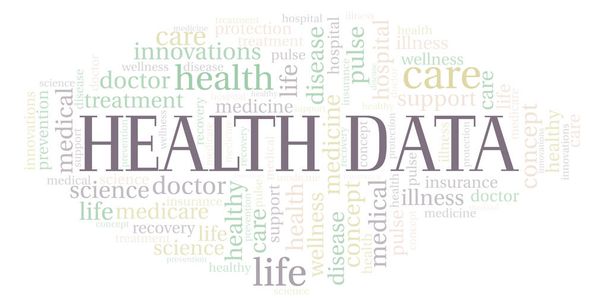 Health Data word cloud. Wordcloud made with text only. - Photo, Image