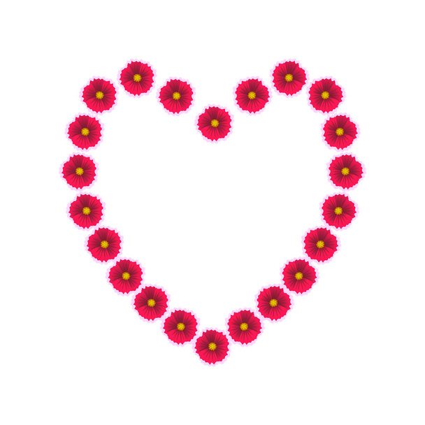 Herzrahmen aus Blumen Design-Ikone isoliert auf weißem Backgrond. Design für Hochzeitsgruß, Valentinstag, 8. März - Vektor, Bild