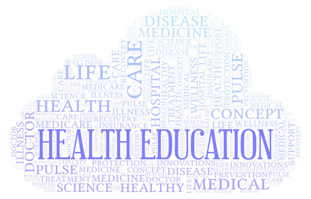 Educação em Saúde nuvem de palavras. Wordcloud feito apenas com texto
. - Foto, Imagem