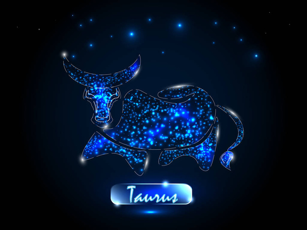 Yıldızlı gökyüzü arka plan Taurus.Zodiac sembolü. Zodyak işaretleri, Astroloji. - Vektör, Görsel