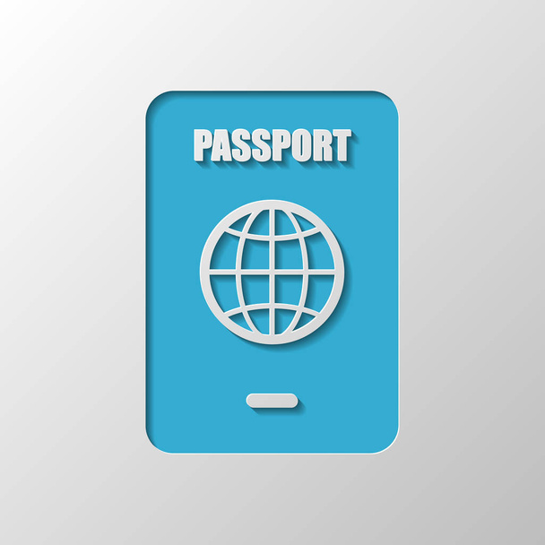 паспорт, простая икона. Бумажный дизайн. Вырезанный символ с тенью
 - Вектор,изображение