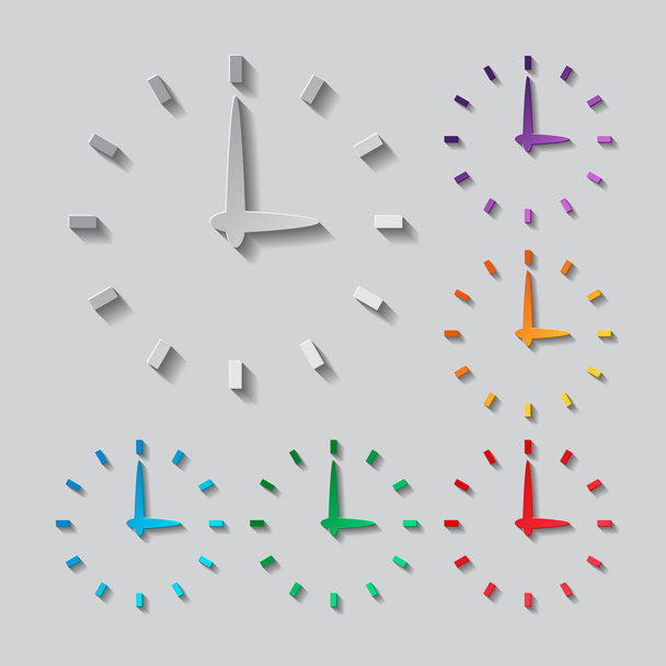 Semplice icona dell'orologio. Set colorato in stile carta
 - Vettoriali, immagini