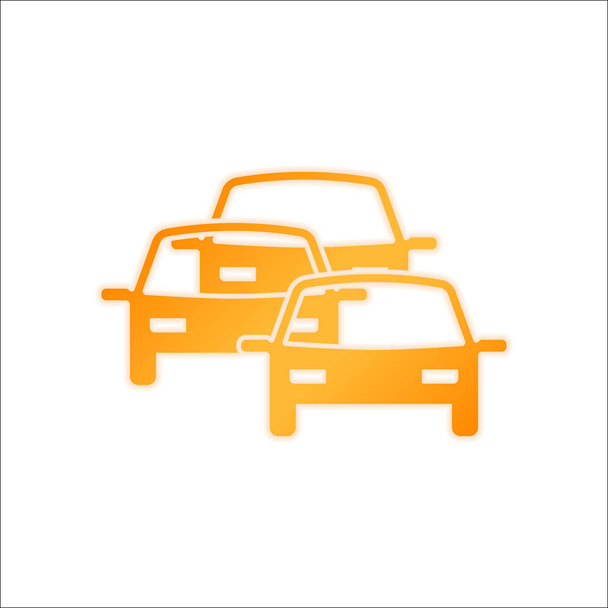 traffic jam icon. Orange sign with low light on white background - Vector, Image
