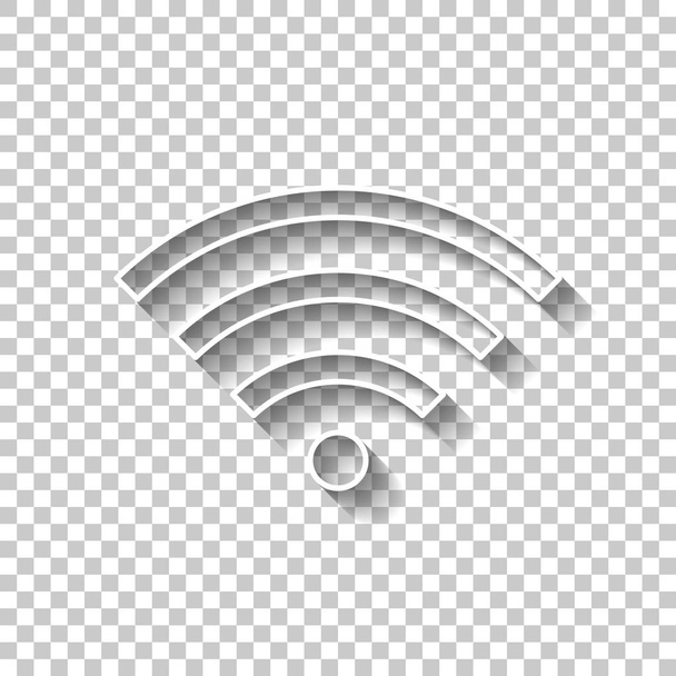 Icono wi-fi. Señal de contorno blanco con sombra sobre fondo transparente
 - Vector, Imagen