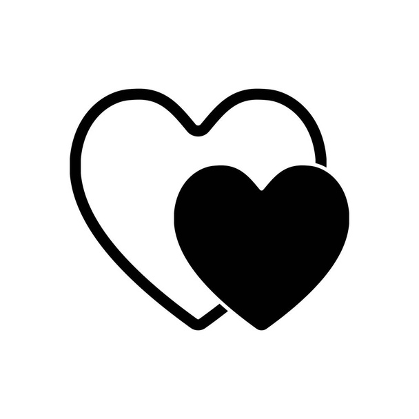 2 hearts. Simple icon. Black icon on white background - Vector, Image
