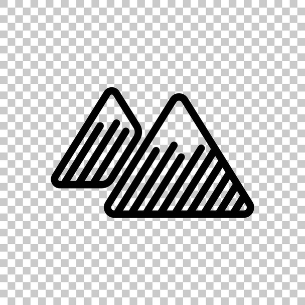 Mountains icon. Linear style with thin outline. On transparent background. - Vector, Image