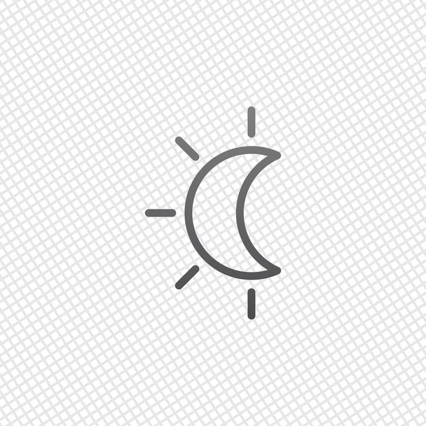 日食。輪郭が細いシンプルな線形アイコン。グリッドの背景に - ベクター画像