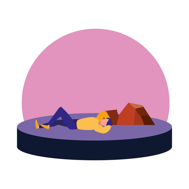 розслаблений чоловік лежить на відкритому повітрі Векторні ілюстрації
 - Вектор, зображення