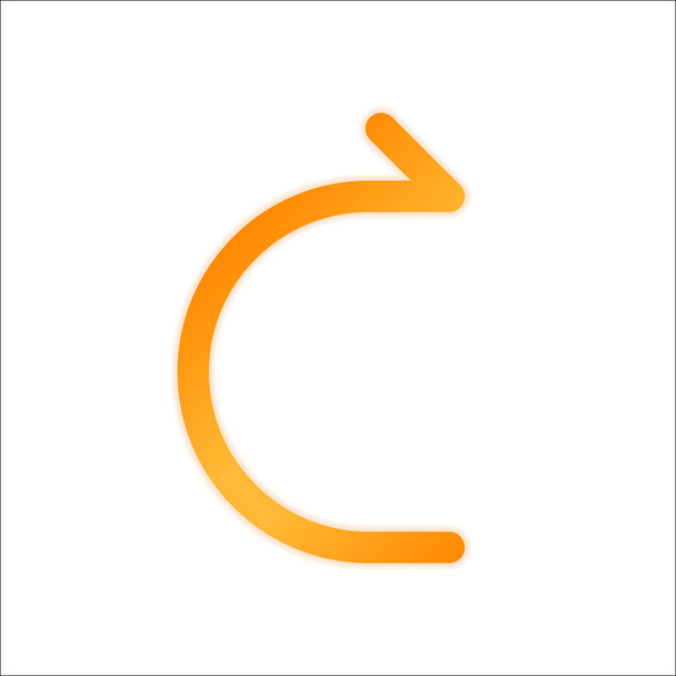 Flèche simple, en avant. Ligne, contour fin. Panneau orange avec faible luminosité sur fond blanc
 - Vecteur, image