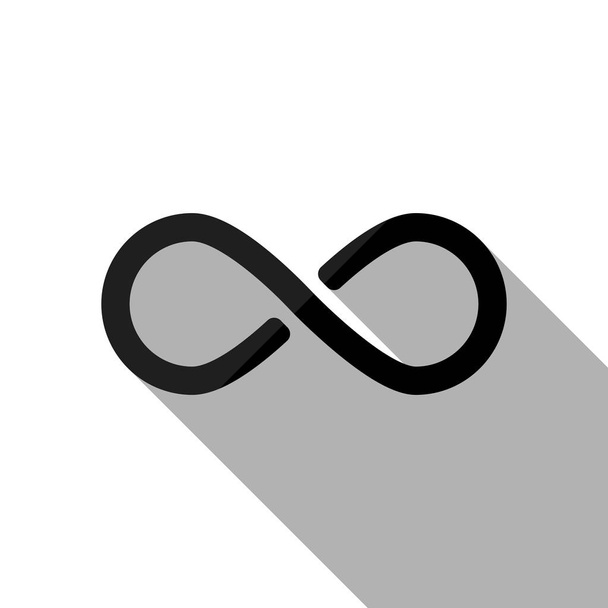 infinity symbol, simple icon. Black object with long shadow on white background - Vector, Image