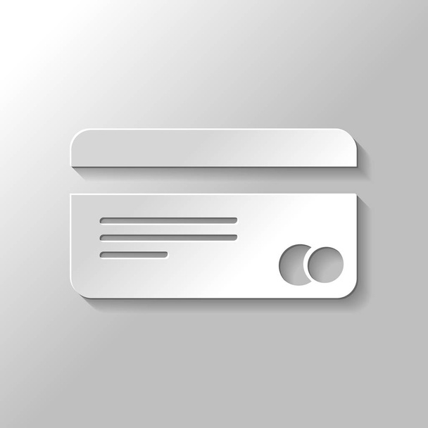 kunststof creditcard pictogram. Papier stijl met schaduw op grijze achtergrond - Vector, afbeelding