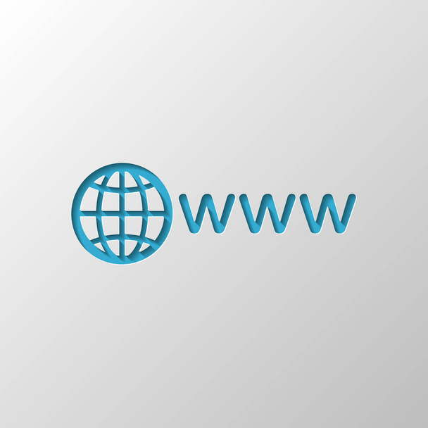 symbol of internet with globe and www. Paper design. Cutted symbol with shadow - Vector, Image
