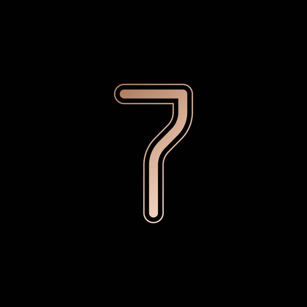 Número 7, numeral, sétimo. Estilo de ouro vermelho no fundo preto
 - Vetor, Imagem