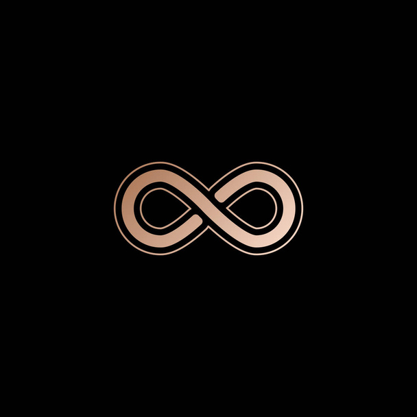 Infinity symbool, eenvoudige pictogram. Rood goud stijl op zwarte achtergrond - Vector, afbeelding