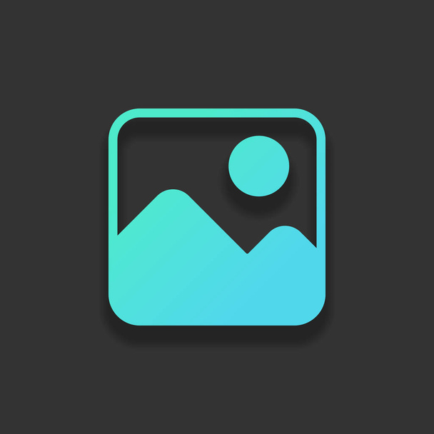 Jednoduchý obrázek ikony. Barevné logo koncept s měkký stín na tmavém pozadí. Ikony barva azurově oceánu - Vektor, obrázek