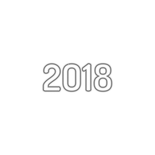 Ícone de número 2018. Feliz Ano Novo. silhueta contorno pontilhado com sombra no fundo branco
 - Vetor, Imagem