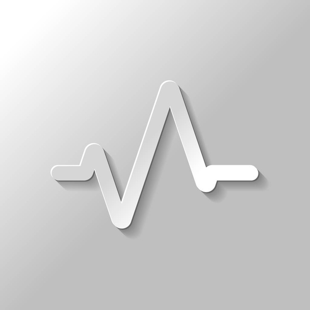 Simple pulse icon. Paper style with shadow on gray background - Vektor, Bild