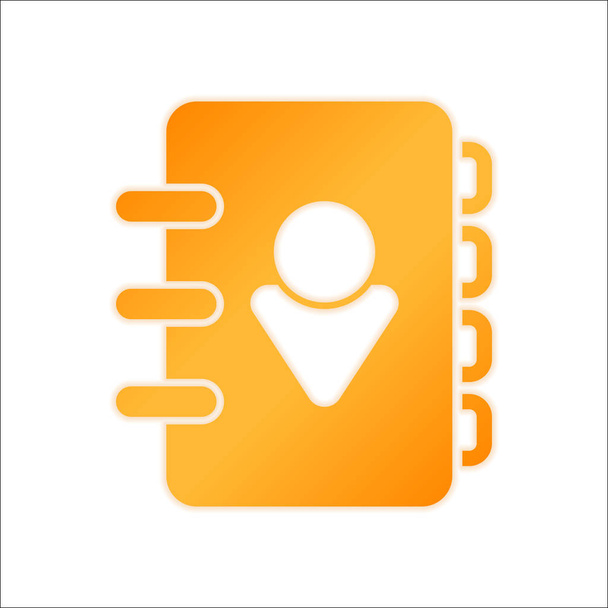 address book with person on cover. simple icon. Orange sign with low light on white background - Vector, Image