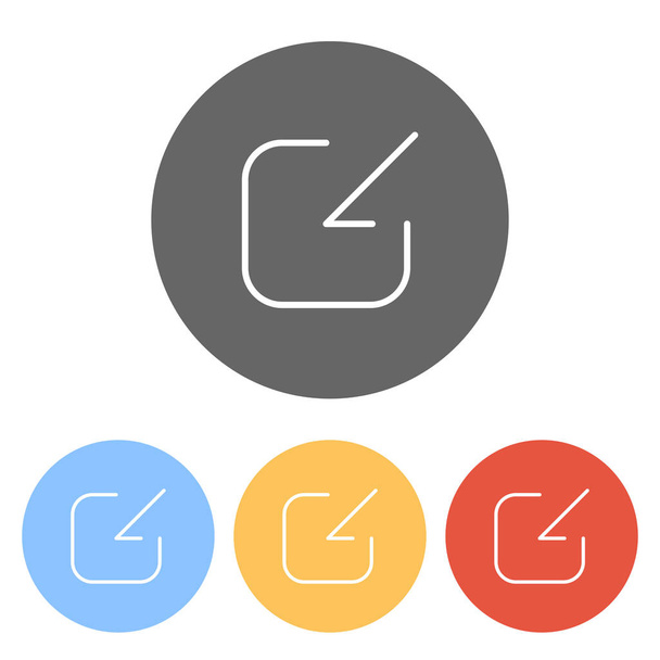 Share, login or download. Diagonal arrow into square. Set of white icons on colored circles - Vector, Image