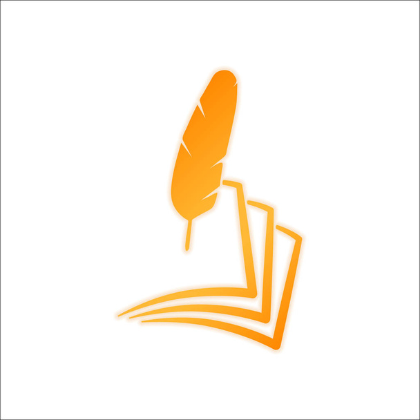 plume et papier. silhouette simple. Panneau orange avec faible luminosité sur fond blanc
 - Vecteur, image