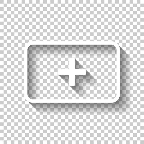Caja de primeros auxilios. icono simple. Icono blanco con sombra sobre fondo transparente
 - Vector, imagen