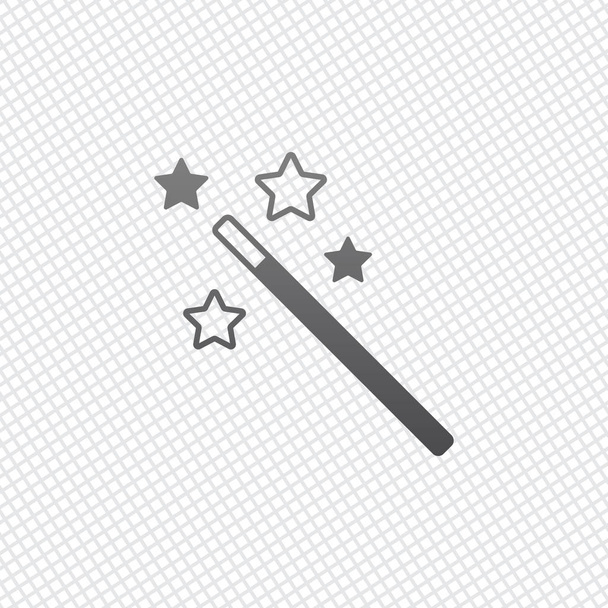 magic wand with stars. simple silhouette. On grid background - Vettoriali, immagini