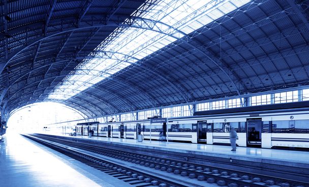 železniční stanice na modré tón - Fotografie, Obrázek
