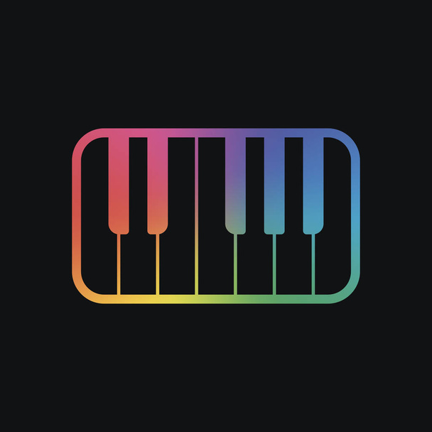 ピアノ、キーボードのアイコン。虹色と暗い背景 - ベクター画像