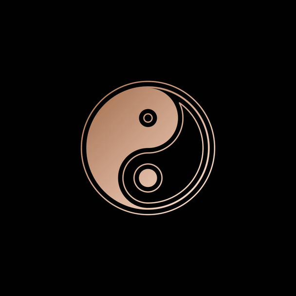 yin ヤンの記号です。黒の背景に赤のゴールド スタイル - ベクター画像