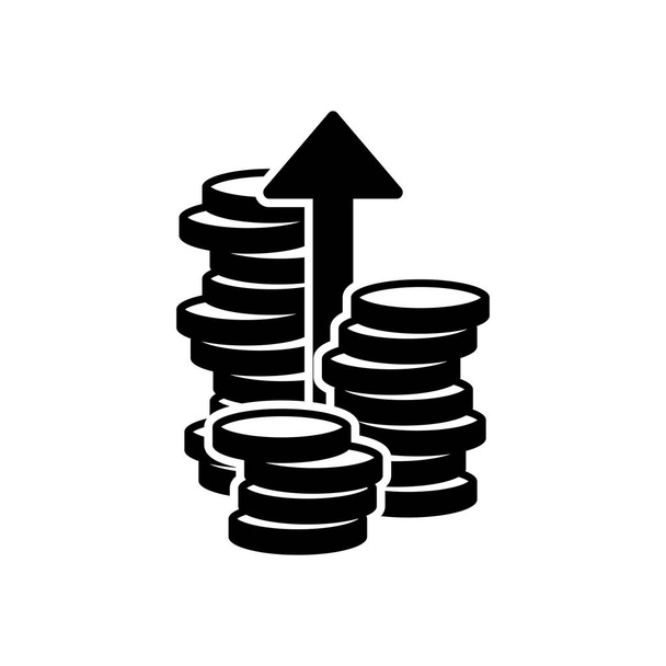 Monedas pila, finanzas crecen, flecha arriba
 - Vector, imagen