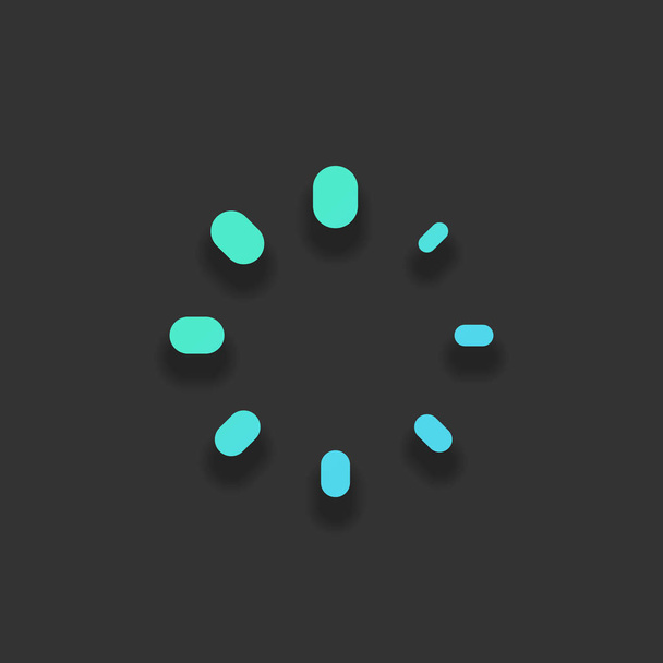 Eenvoudig laden symbool. Kleurrijke logo concept met zachte schaduw op donkere achtergrond. Pictogram kleur van azuurblauwe Oceaan - Vector, afbeelding