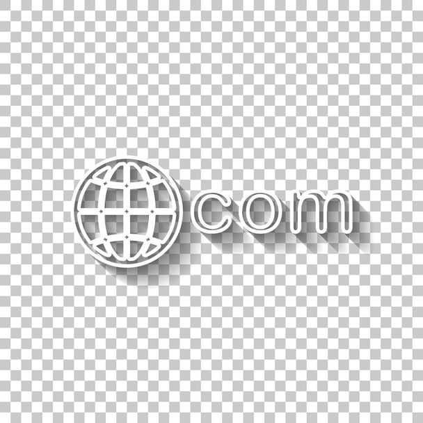 uno de los principales dominios, globo y com. Señal de contorno blanco con sombra sobre fondo transparente
 - Vector, Imagen