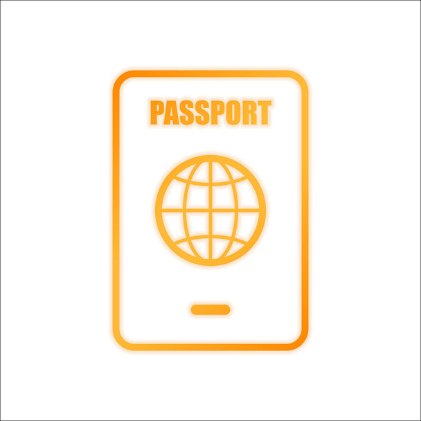 passaporto, semplice icona. Segno arancione con scarsa luce su sfondo bianco
 - Vettoriali, immagini