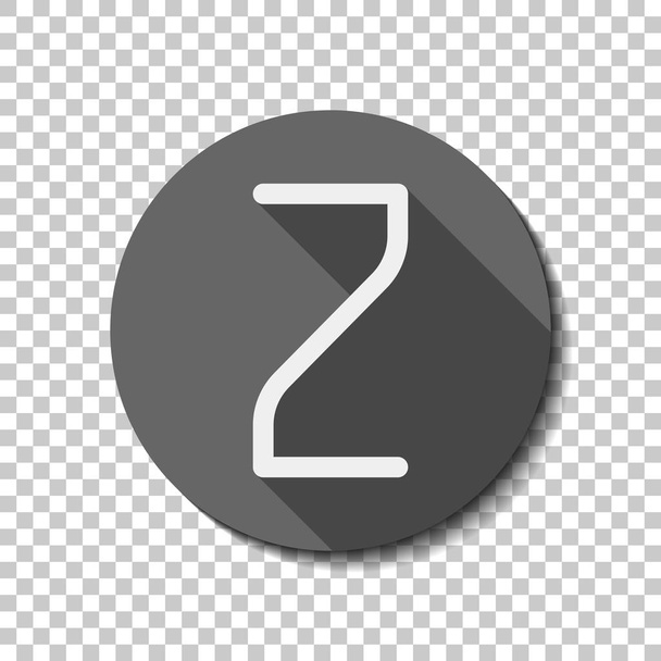 Nummer 2, cijfer, twee. vlakke pictogram, lange schaduw, cirkel, transparante raster. Badge of sticker stijl - Vector, afbeelding