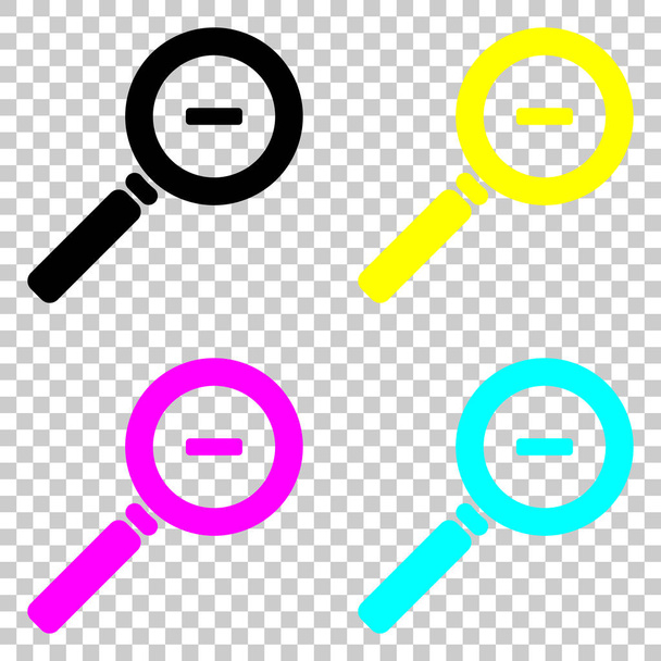 Zoom out icon. Colored set of cmyk icons on transparent background. - Vector, Image
