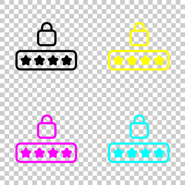 Codice Pin e blocco. Icona semplice. Set di icone cmyk colorate su sfondo trasparente
 - Vettoriali, immagini