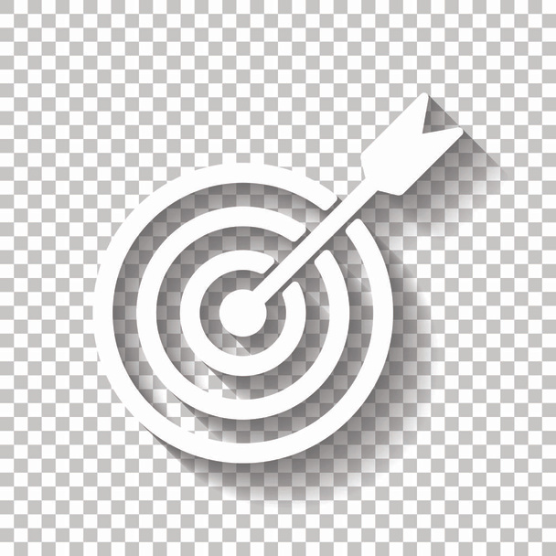 doelpictogram. Witte icoon met schaduw op transparante achtergrond - Vector, afbeelding