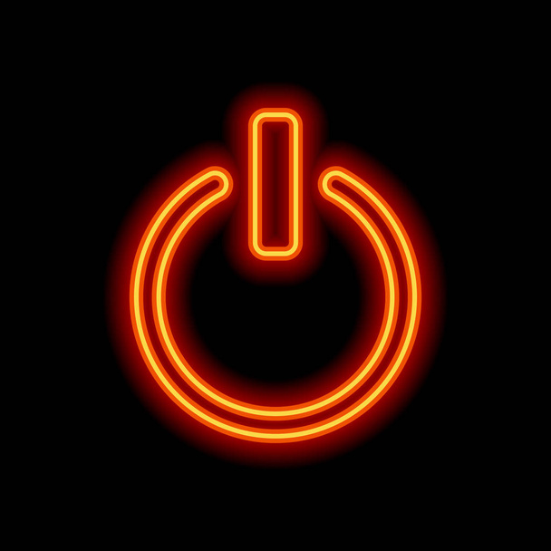 Abschalten, Strom. orangefarbener Neonstil auf schwarzem Hintergrund. Lichtzeichen - Vektor, Bild