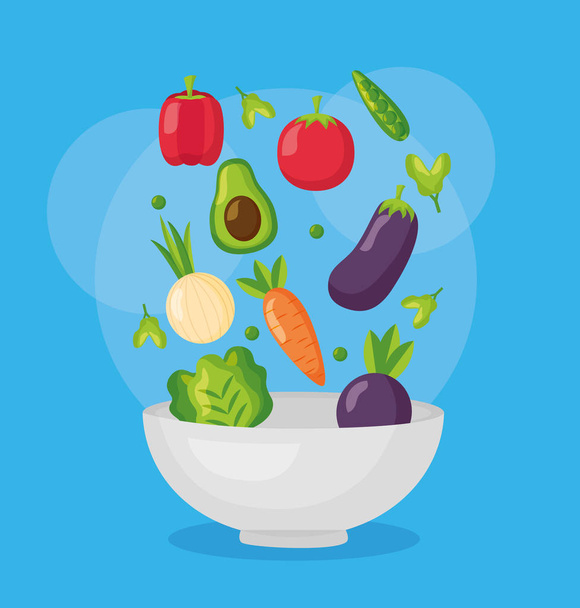 alimentos saludables frescos - Vector, Imagen