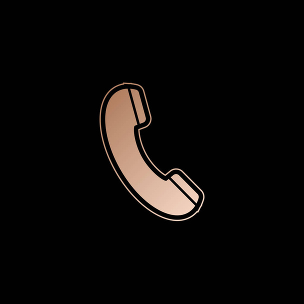 Telephone receiver icon. Red gold style on black background - Vector, Image