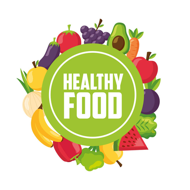 alimentos saludables frescos - Vector, imagen