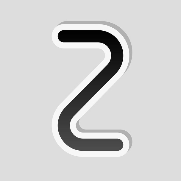 Number two, numeral, simple letter. Sticker style with white border and simple shadow on gray background - Vector, Image