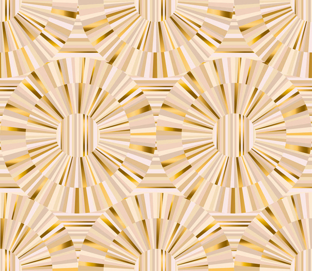 Geometrische baige en gouden luxe naadloze patroon - Vector, afbeelding