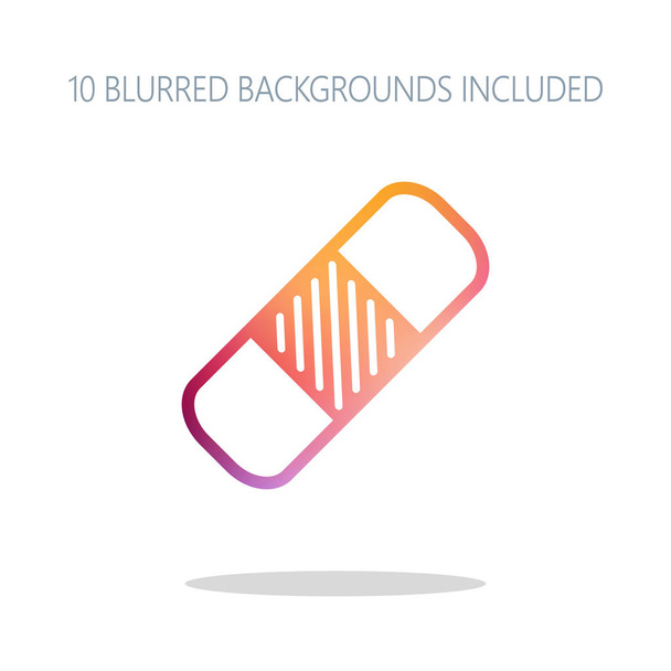medical patch, simple icon. Colorful logo concept with simple shadow on white. 10 different blurred backgrounds included - Vector, Image