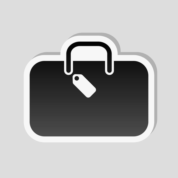 bolsa de viaje, equipaje, maleta. Estilo de etiqueta con borde blanco y sombra simple sobre fondo gris
 - Vector, imagen