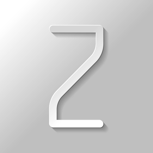 Número 2, numeral, dos. Estilo de papel con sombra sobre fondo gris
 - Vector, imagen