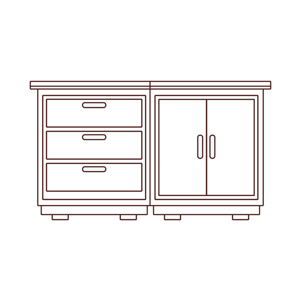 Cozinha madeira gabinete linhas marrons
 - Vetor, Imagem