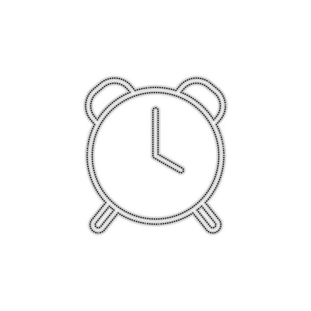 old alarm clock, simple icon, linear symbol with thin outline. Dotted outline silhouette with shadow on white background - Vector, Image