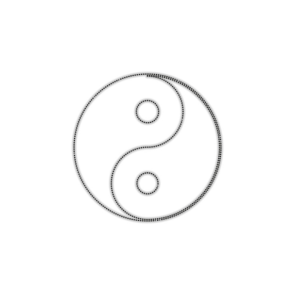 yin yan symbole. Silhouette contour pointillé avec ombre sur fond blanc
 - Vecteur, image